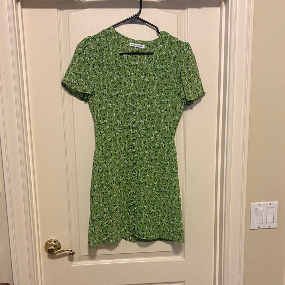 Reformation Leafy Green Mini Dress
